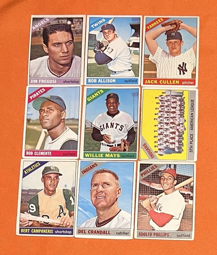 1966 Topps (9) Different (Mays, Clemente…) Vintage Baseball Card Lot *CgC605*