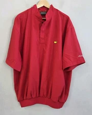 Masters Collection Golf Windbreaker Jacket Red Short Sleeve Pullover Men's XL