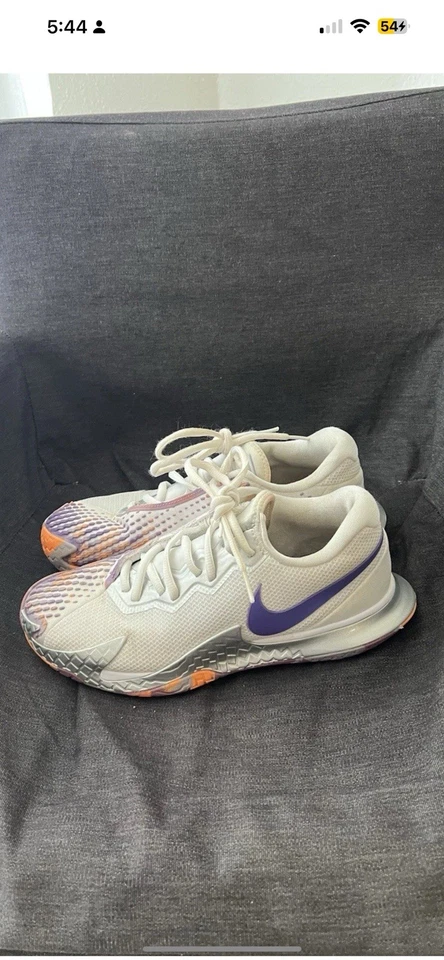耐克 Court Air Zoom Vapor Cage 4 白色紫色脉冲网球鞋运动鞋 8 码 — 第 3/4 张图片