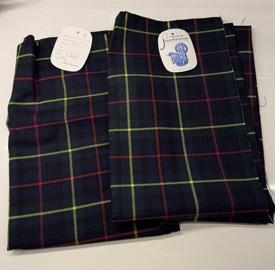 Two New Yards of Strathmore T7 Modern Farquharson Tartan Plaid Fabric 100% Wool