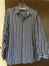Nautica Men  s Long Sleeve Shirt Blue/ White Striped Long Sleeves Size XXL 2XL