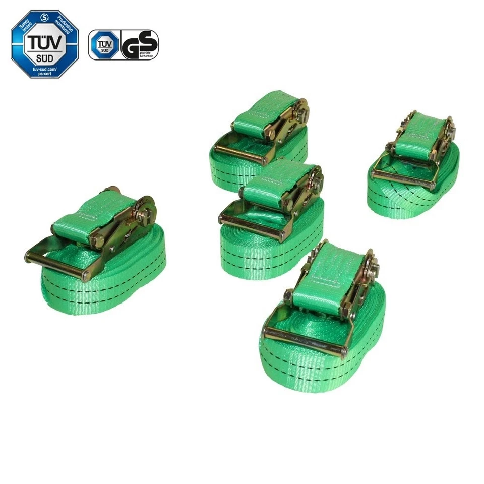 SET 5 STÜCK! Zurrgurt Spanngurt mit Ratsche 6m 38mm 2t 2000kg 2000 daN einteilig - Bild 2 von 4