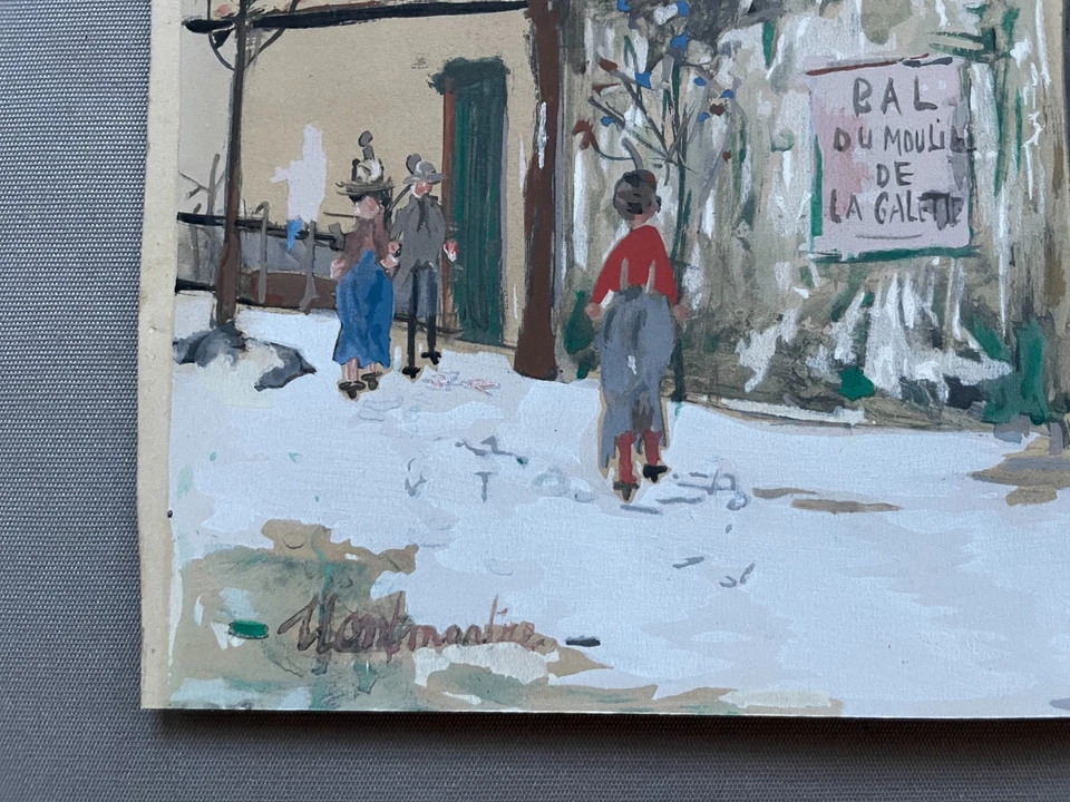 Montmartre, Paris, Estampe rehaussée de gouache d'après Utrillo - Photo 3/4
