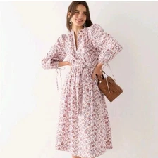 J.Crew Tie-Waist V-Neck Midi Dress in Windsor Floral Large