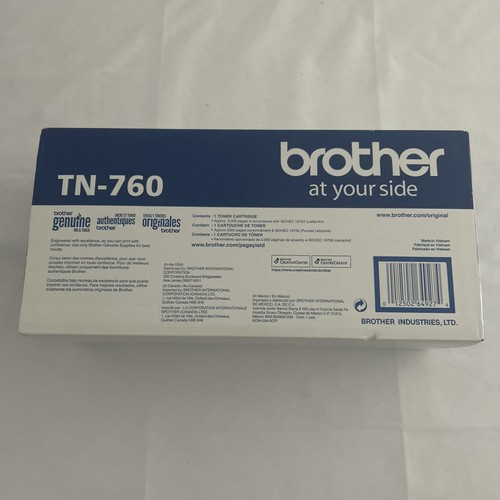 NEW Genuine Brother TN760 TN-760 Black High Yield Toner Cartridge L2350DW Sealed - Afbeelding 3 van 3