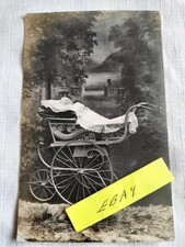 RPPC - Unidentifed Baby - Deceased in elaborate baby carrier / pram Edwardian