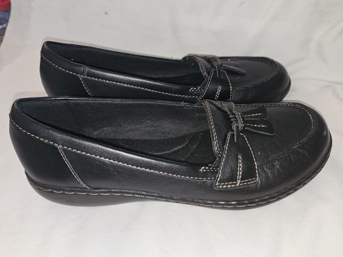 Clarks Ashland Leather Slip On Loafer Ultimate Comfort Women 8.5 N Black - Picture 4 of 7