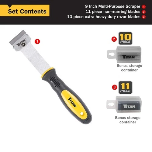 Titan 17008 многоцелевой скребок набор, 9,25» стальной вал, полипропилен - Изображение 2 из 4
