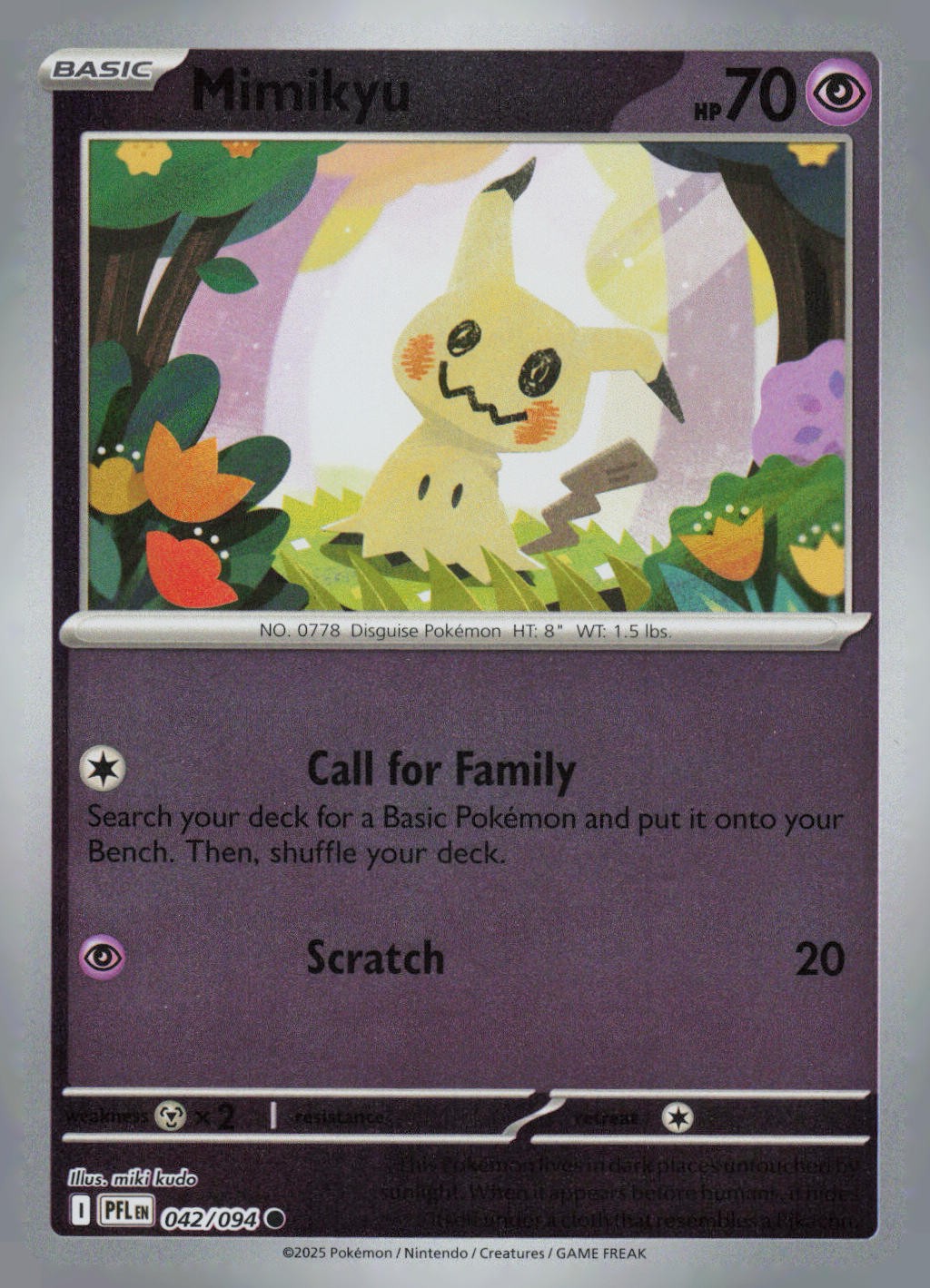Mimikyu Common ME02: Phantasmal Flames 042/094 NM Reverse Holo