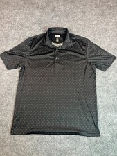 Greg Norman Mens L ML75 PlayDry Golf Polo  Black Micro Print  Golfcore