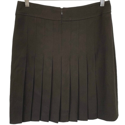 Akris Punto Women Pleated Wool Mini Skirt Brown Corpcore Office Siren Size 12 - Picture 3 of 8