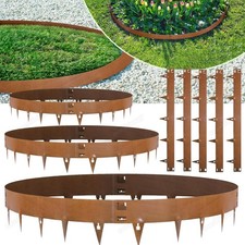 5X Beetumrandung Corten Stahl Edelrost M&auml;hkante Beeteinfassung Metall Rasenkante