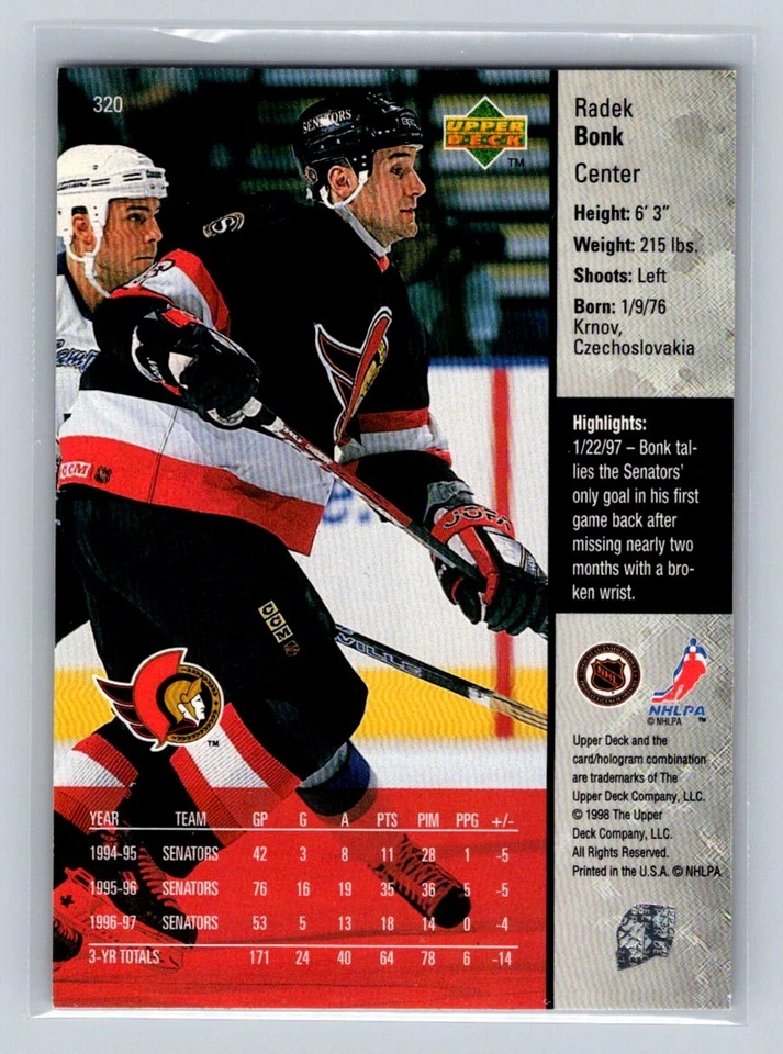 1997-98 Upper Deck #320 Radek Bonk Ottawa Senators - Image 2 of 2