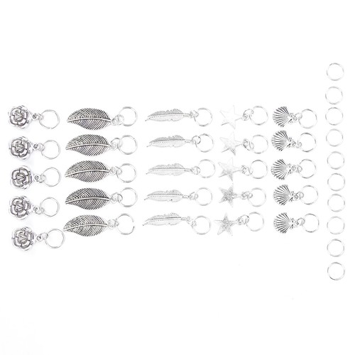 Leaf Shell Star Pattern Dreadlocks Hair Rings Braiding Hair Rings Hair Decor CUT - Picture 20 of 22