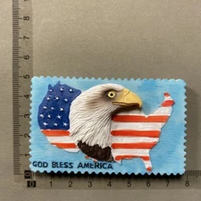 God Bless America American Flag Bald Eagle Tourist Souvenir 3D Fridge Magnet
