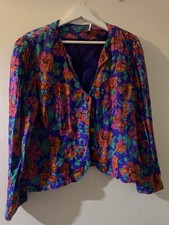 Vintage Adrianna Papell Floral Jacket Size 16 100% Silk