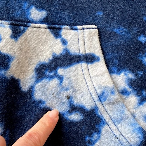 Abercrombie Boys 11-12 Hoodie Sweatshirt Navy White Tie Dye Embroidered Logo - Picture 10 of 11