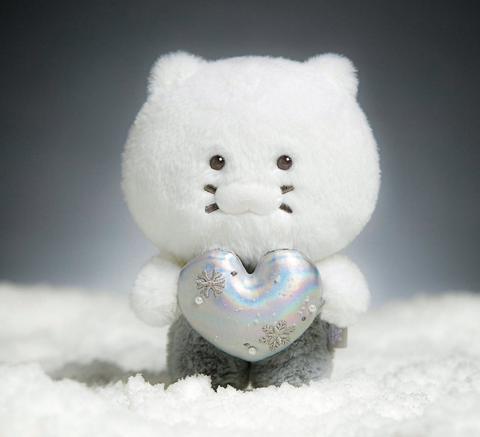 KAKAO Friends Choonsik Plush DOLL Snow White Siver HEART 19cm