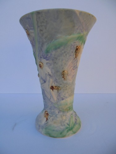 WELLER POTTERY 10 3/4" SILVERTONE CALLA LILY TRUMPET VASE ARTIST MARK "D" NICE - Picture 7 of 14