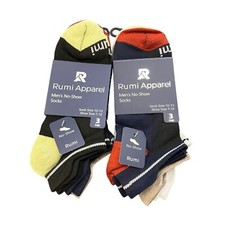 No-Show Mens Socks 6 Pairs Cotton Blend Shoe Size 7-12 Colorblock NWT Everyday