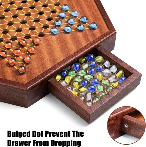 Large 17" Chinese Checkers Board with Storage Drawer - Perfect for Family Fun - Picture 6 of 10