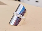 Sterling 925 Silver Wide Cigar Cuff Ring Band Statement Ring Boho Handmade Ring