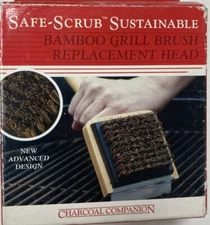 Charcoal Companion BBQ Bamboo Grill Brush Replacement Head Safe Scrub CC4144