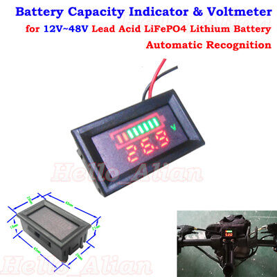 12V-48V Lead Acid Battery Capacity Guage Level LCD Indicator Meter Voltameter