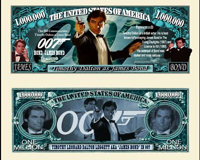 Timothy Dalton James Bond - -schein Million Dollar US ! Collection 007 Actor