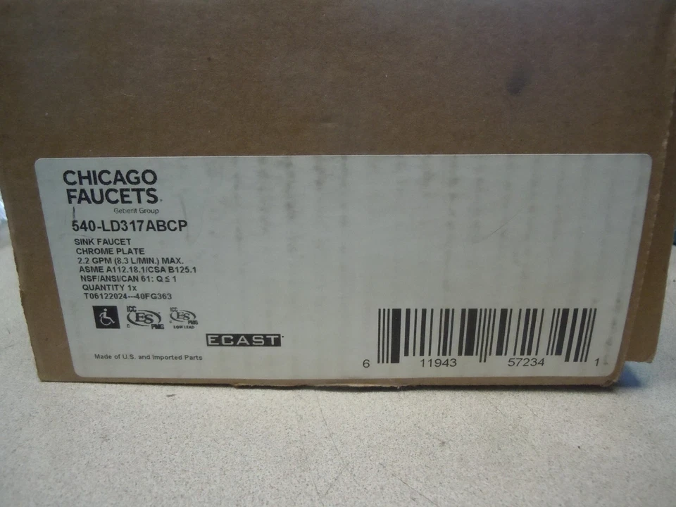 Torneira manual de parede Chicago Faucets 540-LD317ABCP com centros ajustáveis - Imagem 2 de 4