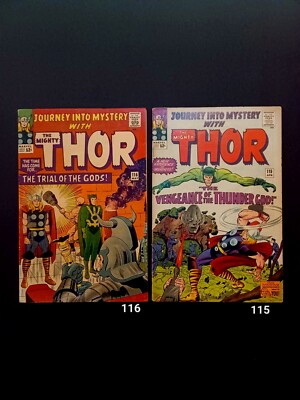 Thor Journey Into Mystery 115 FN  116 1965 Loki Absorbing man app Comic Book Lot