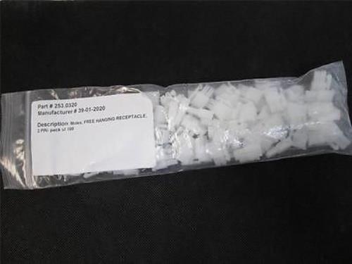 100 Molex 30912020 Mini Fit JR 2-Pin Free Hanging Receptacle 253.0320 **NEW** - Picture 1 of 5
