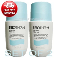 2 X Biotherm Deo Pure 48 Hours Antiperspirant Roll-On 75ml Deodorant New Design