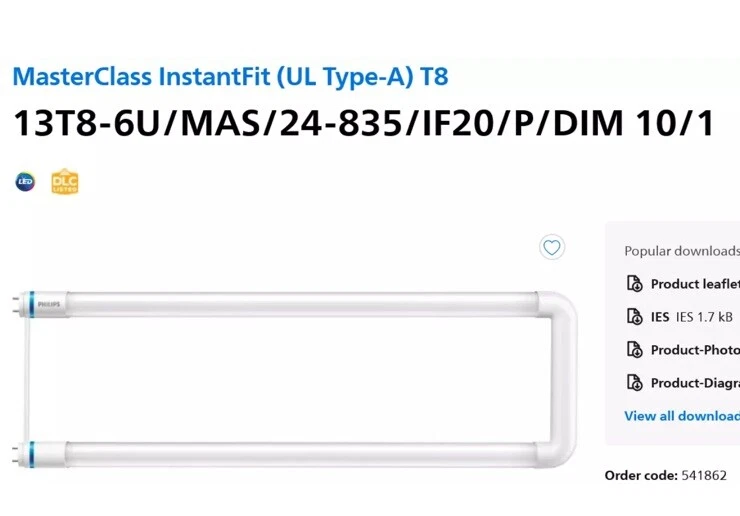 NEW BOX OF 10 541862 13T8-6U MAS 24-835 IF20/P DIM 10/1 InstantFit TLED Lamps - Image 4 of 4