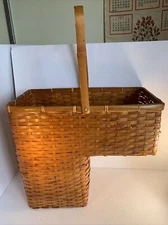 Vintage Bamboo Stair Case Step Basket~Handle~Choice Handmade~Farmhouse~Boho 16”