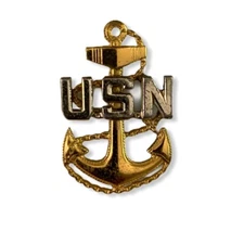 U.S. Navy Pin Button USN Anchor Open Anchor Pin 1" Tall Military Pin 228 Vintage