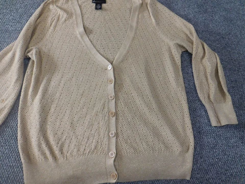 Suéter Lane Bryant Mujer 18 Plus Beige Cárdigan Botón Elástico Foto 2 de 4