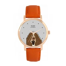Toff London TLWS-49834 Ladies Brown And White Springer Spaniel Dog Head Watch