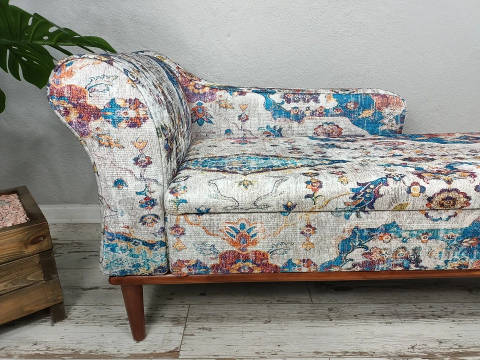 Living room chaise, Bohemian sofa, Single sofa, Chaise lounge sofa, Retro sofa - Image 4 of 4