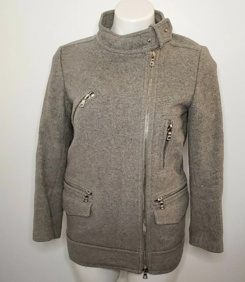 3.1 Phillip Lim Women's Light Grey Wool Utility Jacket Size 0 - Image 3 of 4