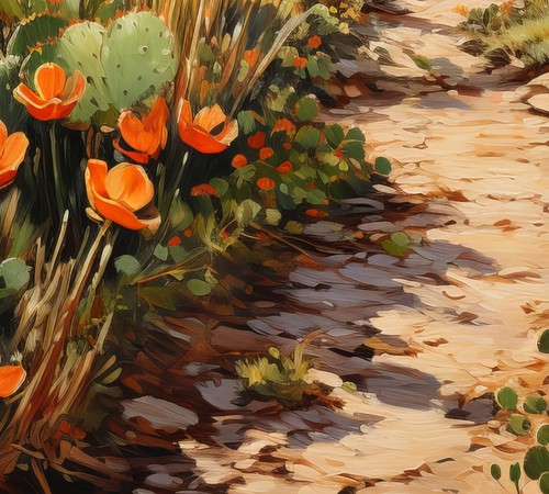 Rustic Desert Cabin Art Print 5" x 7" - Vibrant Cactus Landscape Wall Deco - Picture 4 of 5
