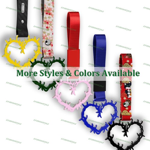 Thorned Heart JDM Yellow Ring Tsurikawa Subway Car Handle Strap -White Nylon X2 - Picture 3 of 5
