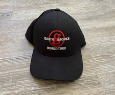 GARTH BROOKS World Tour Baseball Hat FlexFit Tech Black Embroidered Concert 2016