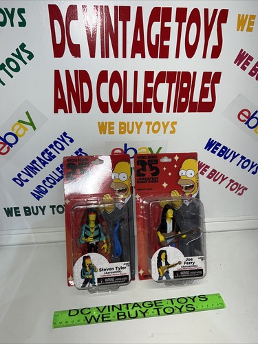 NECA Simpsons Aerosmith Figure Set Joe Perry Steven Tyler 25th Anniversary ๐ฅ