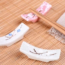 4PCS Ethnic Retro Japanese Plum Blossom Ceramic Chopstick Holder Rest Tableware