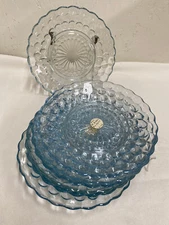 ANCHOR HOCKING/ FIREKING-8 BLUE BUBBLE BREAD PLATES