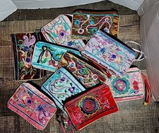 Set Of 10 Multi-Color 5" Embroidered Silky Coin Purse w/Bells