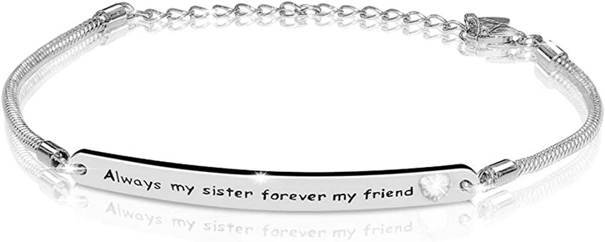 Sterling Silver Sister Bracelet Embellished with Crystals from
