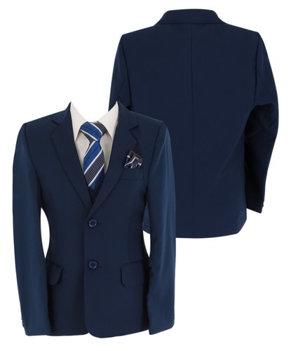 Boys Slim Fit Suit for Wedding Special Occasion Formal 6 PC Set in Navy - Picture 3 of 12
