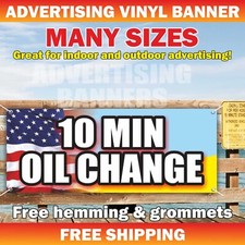 10 MIN OIL CHANGE Advertising Banner Vinyl Mesh Sign Auto Repair Shop Service